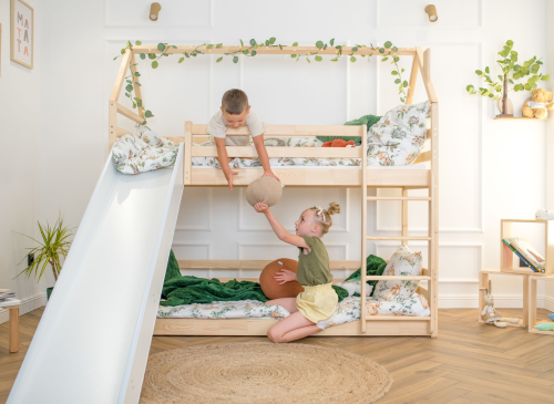 PLAY 90x200 furu våningssäng med rutschbana Lano Möbler