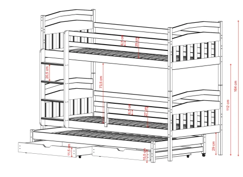ALAN 80x200 cashmere bunk bed Lano Furniture