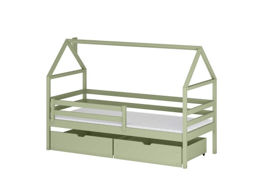 ARON 90x180 olive green single children's house bed Lano Furniture