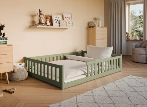 MATI 140x200 olivgrön enkelsäng för barn Lano Möbler