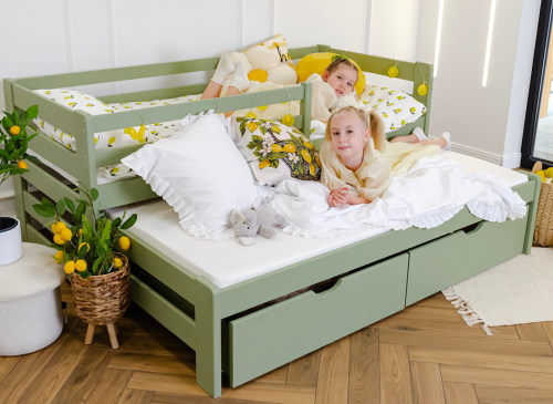 SENSO 80x170 olivgrön utdragbar dubbelsäng Lano Möbler