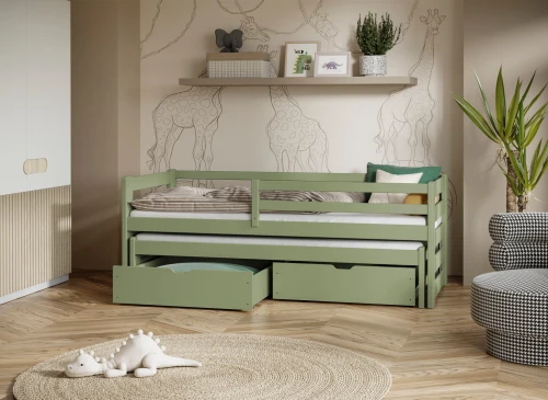 SENSO 80x180 olivgrön utdragbar dubbelsäng Lano Möbler