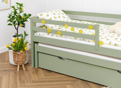 SENSO 80x180 olivgrön utdragbar dubbelsäng Lano Möbler