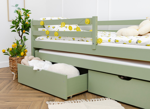 SENSO 80x180 olivgrön utdragbar dubbelsäng Lano Möbler
