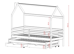 DANEK 80x170 olivgrön barnsäng hus Lano Möbler