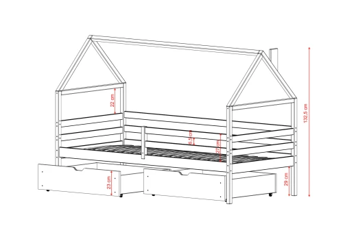 ARON 90x190 rosa barnsäng husmodell Lano Möbler