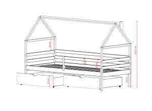 ARON 90x200 blå barnsäng husmodell Lano Möbler