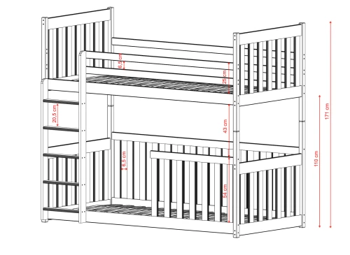 CRIS 90x180 askgrå våningssäng Lano Möbler
