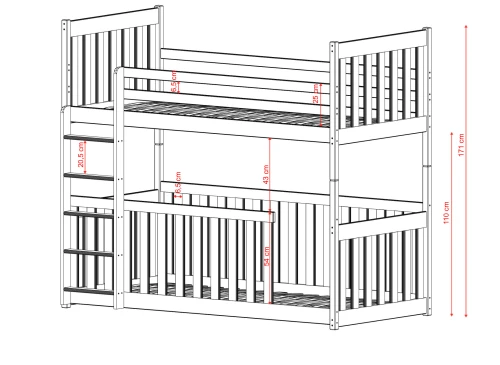 CRIS 90x190 askgrå våningssäng Lano Möbler