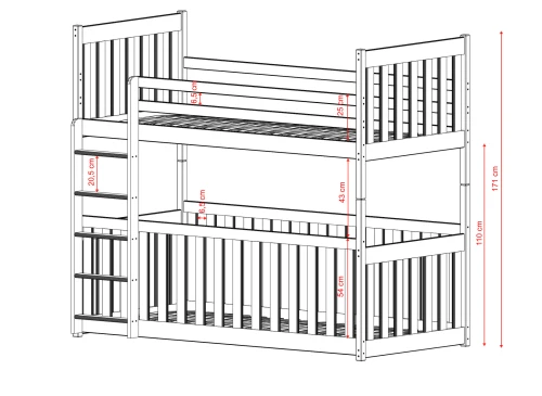CRIS 80x200 grafitgrå våningssäng Lano Möbler
