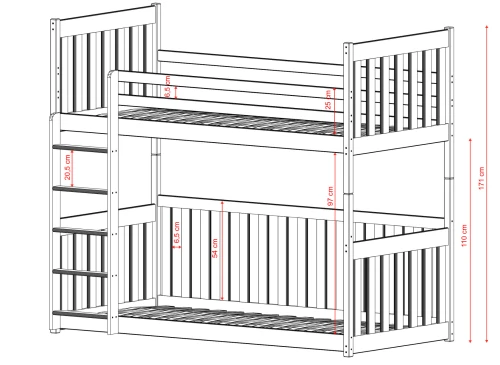 CRIS 90x190 rosa våningssäng Lano Möbler