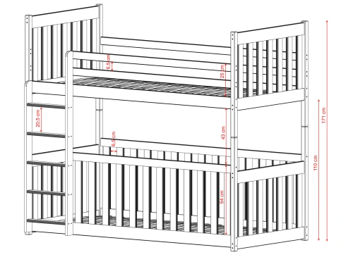 CRIS 80x190 grafitgrå våningssäng Lano Möbler