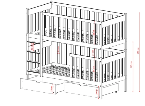 DAWID 80x160 grafitgrå våningssäng Lano Möbler