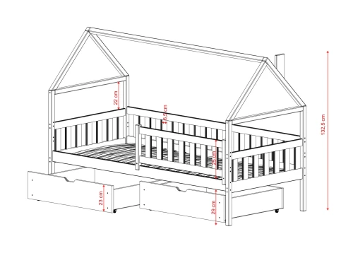 DOMI 90x180 rosa barnsäng Lano Möbler