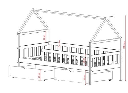 DOMI 90x200 askgrå barnsäng Lano Möbler