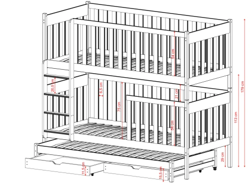 EMILKA 90x190 pine bunk bed Lano Furniture