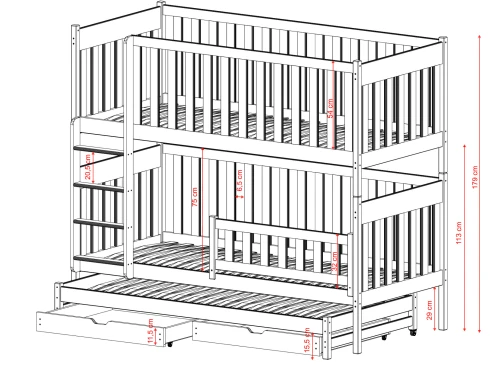 EMILKA 90x190 pine bunk bed Lano Furniture