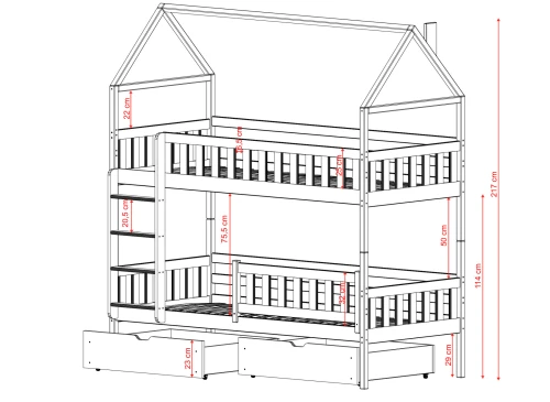GAJA 90x200 grafitgrå våningssäng Lano Möbler