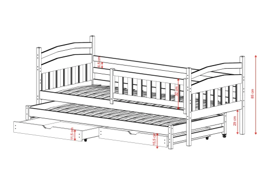 GALAXY 80x190 grafitgrå utdragbar dubbelsäng Lano Möbler
