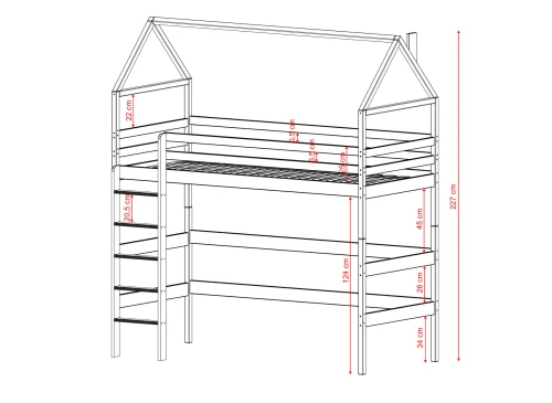 GLORIA 90x190 askgrå loftsäng Lano Möbler