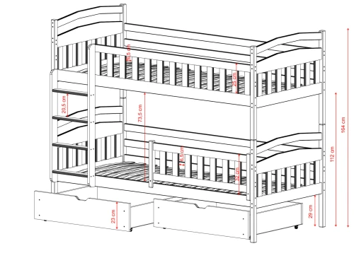 IGNAŚ 90x200 furu våningssäng Lano Möbler