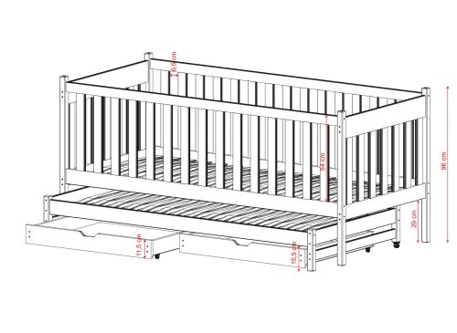 KAJA 90x190 rosa våningssäng Lano Möbler