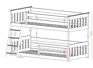 KEVIN 80x180 rosa våningssäng Lano Möbler