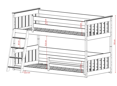 KEVIN 90x200 grafitgrå våningssäng Lano Möbler