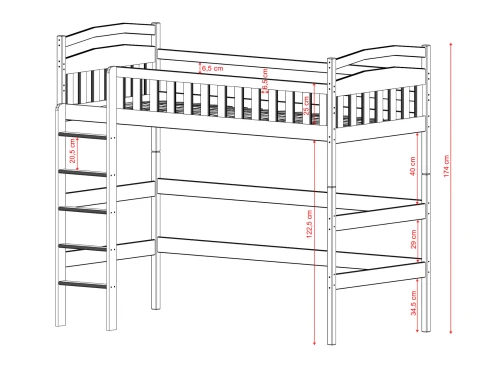 MIA 90x190 blue loft bed Lano Furniture