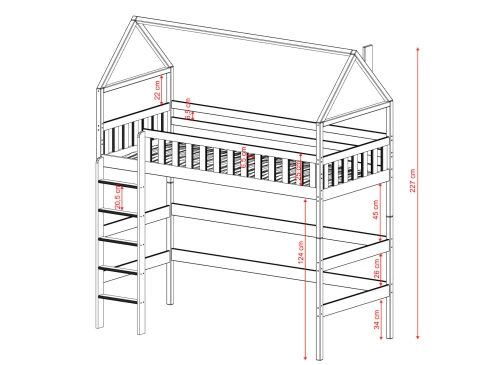 OTYLIA 80x200 pine loft bed Lano Furniture