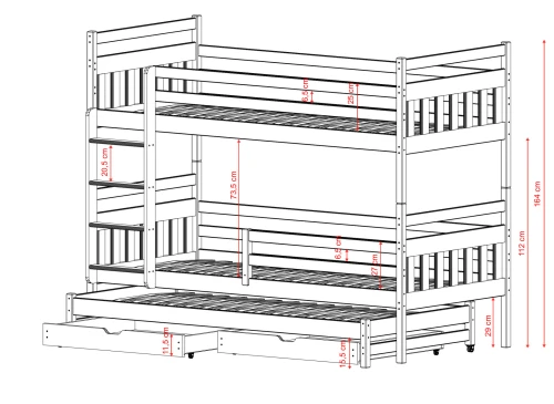 SEWERYN 90x200 rosa våningssäng Lano Möbler
