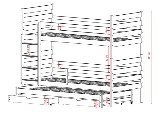 TOMI 80x160 blå våningssäng Lano Möbler