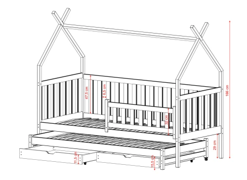 TYTUS 90x180 furu våningssäng tipi Lano Möbler