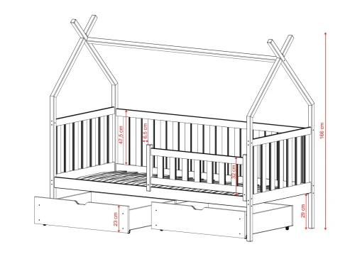 SIMBA 90x190 white children's tipi bed Lano Furniture
