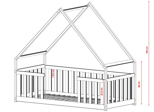 BEE 80x180 askgrå barnsäng husmodell Lano Möbler