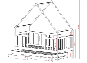MAGIC 90x190 graphite bunk bed house Lano Furniture