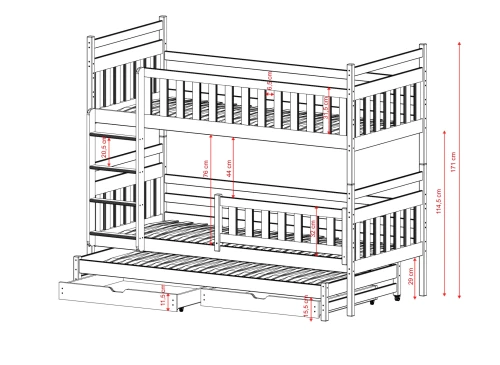 KLARA 80x160 grafitgrå våningssäng Lano Möbler
