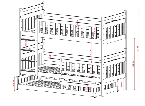 OLIWIA 80x160 rosa våningssäng Lano Möbler