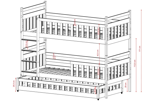 OLIWIA 80x160 pine bunk bed Lano Furniture