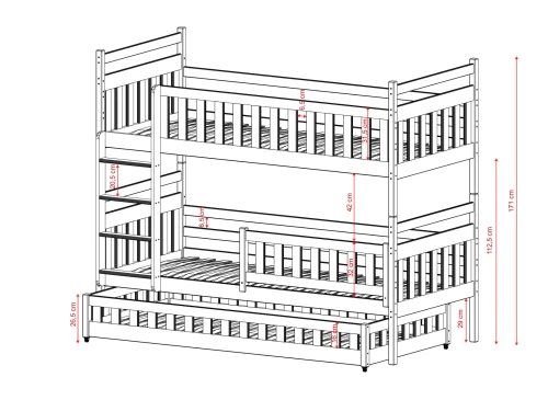 OLIWIA 90x190 pine bunk bed Lano Furniture