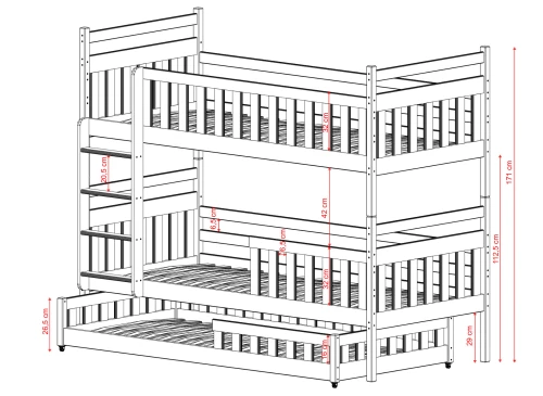 OLIWIA 90x200 askgrå våningssäng Lano Möbler
