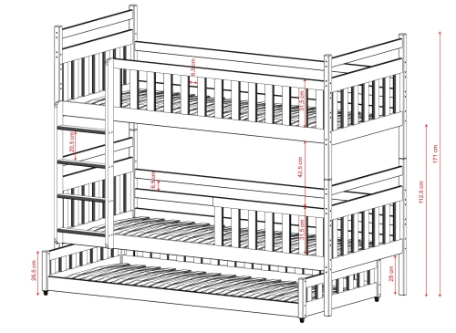 OLIWIA 90x200 askgrå våningssäng Lano Möbler