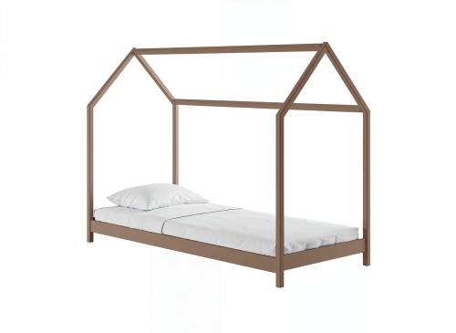 LUCKY 90x200 mjölkchoklad barnsäng husmodell Lano Möbler