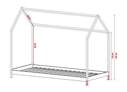 LUCKY 90x200 mörkchoklad enkelsäng för barn i hustyp Lano Möbler