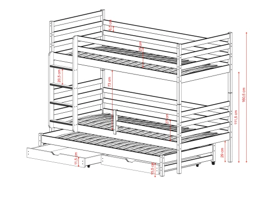 LUK 80x190 mjölkchoklad våningssäng Lano Möbler