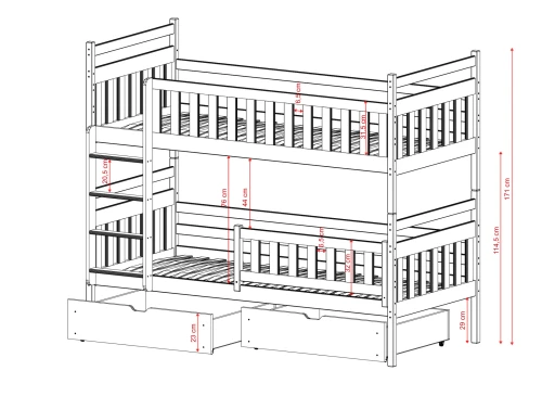 MONIKA 90x190 mörkchoklad våningssäng Lano Möbler