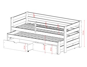 SENSO 90x200 kanel utdragbar dubbelsäng Lano Möbler