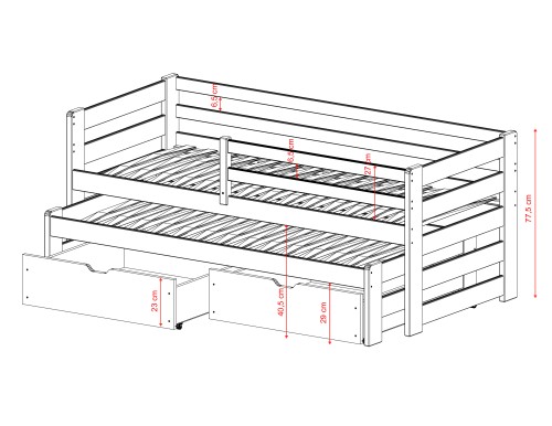 SENSO 90x200 kanel utdragbar dubbelsäng Lano Möbler
