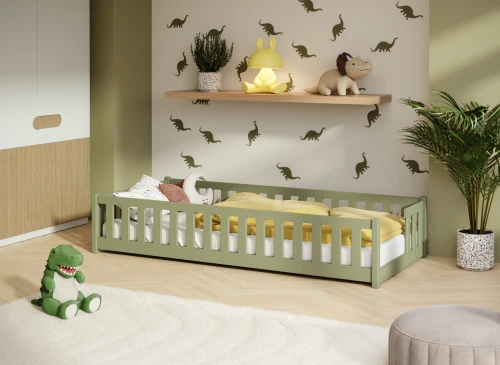 ZOYA 80x190 olivgrön Barnsäng Spjälsäng Lano Möbler