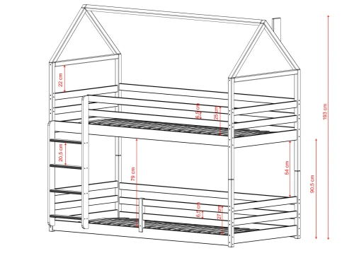 AXEL 90x200 kanel våningssäng hus Lano Möbler